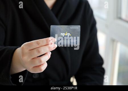 Indonésie NPWP nouvelle carte de numéro d'identification fiscale initialement appelé Nomor Pokok Wajib Pajak. Utilisé pour effectuer des transactions liées à la fiscalité indonésienne Banque D'Images