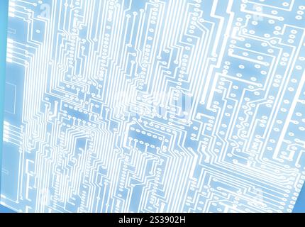 Illustration détaillée d'un motif bleu de carte de circuit imprimé pour des conceptions sur le thème de la technologie. Fond de carte de circuit imprimé bleu abstrait Banque D'Images