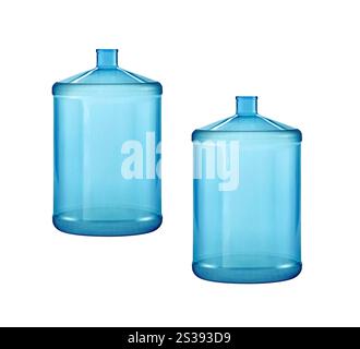 Grandes bouteilles d'eau isolées sur fond blanc Banque D'Images