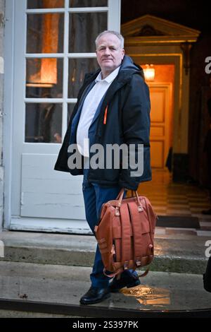 Paris, France. 09 janvier 2025. François Hommeril, président de la Confédération française de l'encadrement - Confédération générale des cadres arrive à l'Hôtel de Matignon pour une rencontre avec le premier ministre français François Bayrou le 9 janvier 2025. Photo de Tomas Stevens/ABACAPRESS. COM Credit : Abaca Press/Alamy Live News Banque D'Images