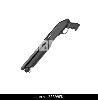 Fusil de chasse noir isolé sur fond blanc. Fusil de chasse noir isolé Banque D'Images