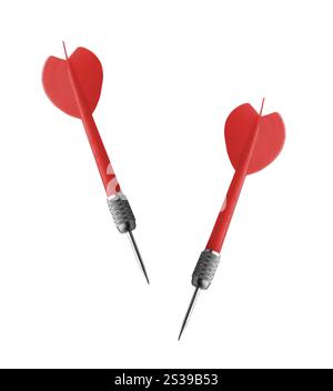 Fléchettes de jeu isolées sur fond blanc. Fléchettes de jeu Banque D'Images