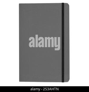 carnet noir isolé sur fond blanc. Carnet violet isolé sur fond blanc. Banque D'Images