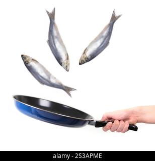 mouvement de poisson dans le stylo isolé sur fond blanc. mouvement de poisson dans le stylo Banque D'Images