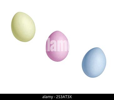 Oeufs colorés isolés sur fond blanc. Oeufs colorés sur fond blanc Banque D'Images