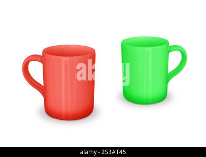 tasses isolées sur fond blanc. tasses sur fond blanc Banque D'Images