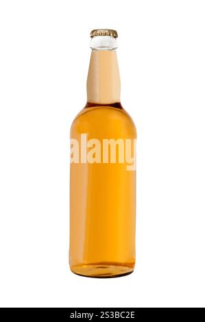 Bouteille de bière isolée sur blanc Banque D'Images