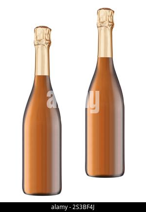 Bouteilles de champagne isolées sur blanc. Bouteille de champagne isolée sur blanc Banque D'Images