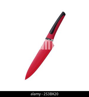couteau en céramique rouge isolé sur fond blanc. couteau en céramique vert isolé sur fond blanc Banque D'Images