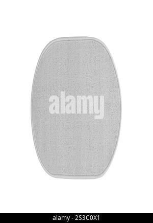 Tapis de bain blanc isolé sur blanc. Tapis de bain violet isolé sur blanc Banque D'Images