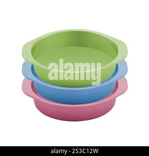 Bols de nourriture pour chiens isolés sur fond blanc Banque D'Images