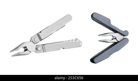 Multitool acier isolé sur fond blanc Banque D'Images