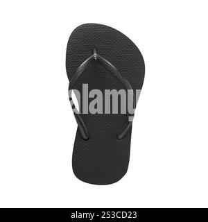 Tongs noires isolées sur fond blanc. Tongs bleues isolées sur fond blanc Banque D'Images