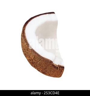 Morceau de noix de coco isolé sur blanc Banque D'Images