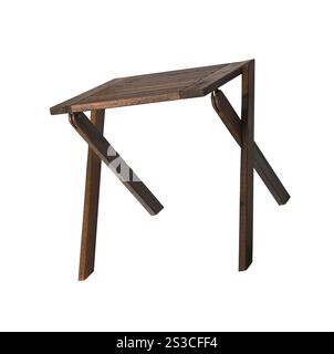 Tabouret en bois Backless isolé sur blanc Banque D'Images
