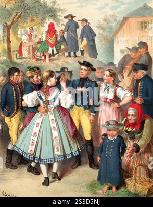 Costumes en Allemagne vers 1820, Bohême, district de Pilsen, retouchée numériquement reproduction d'un modèle d'environ 1850, par Albert Kretschmer (27 février 1825 - 11 juillet 1891), peintre allemand et expert en costumes, Trachten in Deutschland um 1820, Böhmen, Kreis Pilsen, digital retuschierte Reproduktion einer Vorlage aus CA 1850, von Albert Kretschmer (27. Février 1825 - 11. Juillet 1891), deutscher Maler und Kostümkundler Banque D'Images