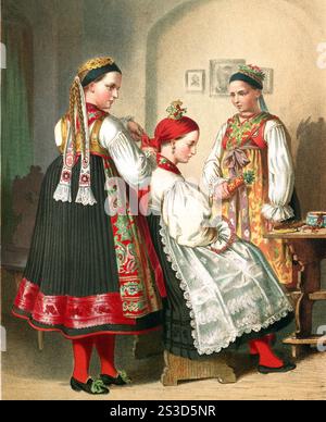 Costumes en Allemagne vers 1820, Bohême, district de Pilsen, retouchée numériquement reproduction d'un modèle d'environ 1850, par Albert Kretschmer (27 février 1825 - 11 juillet 1891), peintre allemand et expert en costumes, Trachten in Deutschland um 1820, Böhmen, Kreis Pilsen, digital retuschierte Reproduktion einer Vorlage aus CA 1850, von Albert Kretschmer (27. Février 1825 - 11. Juillet 1891), deutscher Maler und Kostümkundler Banque D'Images