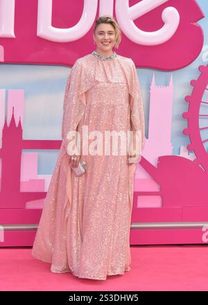 Greta Gerwig assiste à Barbie - première européenne au Cineworld Leicester Square à Londres, Royaume-Uni. Lundi 12 juillet 2023 Banque D'Images