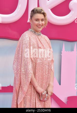 Greta Gerwig assiste à Barbie - première européenne au Cineworld Leicester Square à Londres, Royaume-Uni. Lundi 12 juillet 2023 Banque D'Images