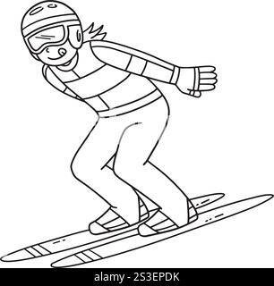 Saut à ski Jumper ski femme Sliding isolé Illustration de Vecteur