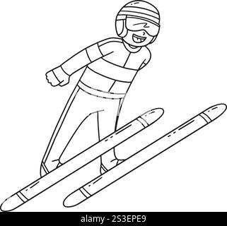 Pull de saut à ski pour homme prenant son envol isolé Illustration de Vecteur