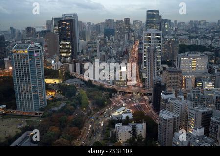 ARK Hills vues depuis la tour de Tokyo le soir. Tokyo. Japon. Vue en soirée de la tour Holland Hills Mori au centre des gratte-ciel d'ARK Hills comme vu f Banque D'Images