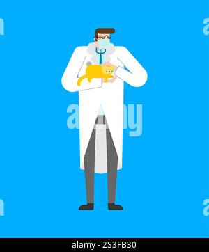 Docteur et chat. Vétérinaire avec animal de compagnie Illustration de Vecteur