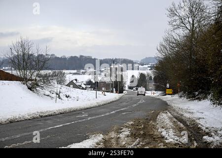 Bertem, Belgique. 09 janvier 2025. Un paysage enneigé comme la Belgique a un temps hivernal enneigé aujourd'hui, à Bertem, jeudi 09 janvier 2025. BELGA PHOTO DIRK WAEM crédit : Belga News Agency/Alamy Live News Banque D'Images