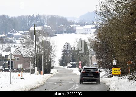 Bertem, Belgique. 09 janvier 2025. Un paysage enneigé comme la Belgique a un temps hivernal enneigé aujourd'hui, à Bertem, jeudi 09 janvier 2025. BELGA PHOTO DIRK WAEM crédit : Belga News Agency/Alamy Live News Banque D'Images
