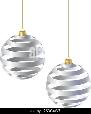 Boule de Noël isolée. Élément de conception de célébration de vacances, décoration d'arbre de nouvel an. Illustration de Vecteur