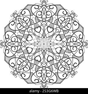 Motif de mandala floral circulaire dessiné à la main pour henné, Mehndi, tatouage, décoration. Ornement décoratif dans un style oriental ethnique. Illustration de Vecteur