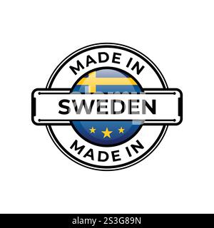 Fabriqué en Suède emblème d'icône d'étiquette isolé sur fond blanc. Élément de conception d'emblème de logo de qualité vectorielle. Illustration vectorielle Illustration de Vecteur