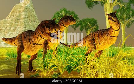 Carnotaurus était un dinosaure théropode carnivore qui vivait en Patagonie, Argentine pendant la période du Crétacé. Banque D'Images