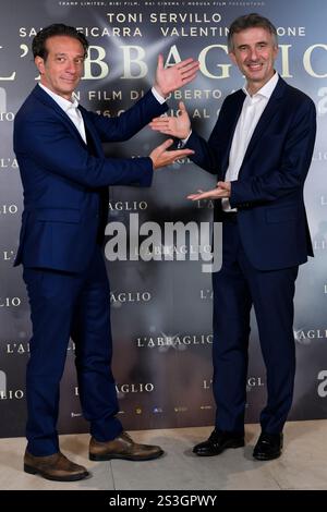 Rome, Italie. 09 janvier 2025. Les acteurs Salvo Ficarra et Valentino Picone assistent à la photocall du film 'L'Abbaglio' au cinéma Barberini à Rome (Italie), le 09 janvier 2025. Crédit : Insidefoto di andrea staccioli/Alamy Live News Banque D'Images