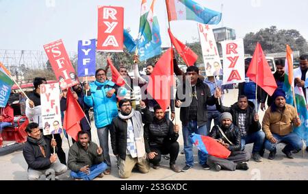 Patna, Inde. 09 janvier 2025. PATNA, INDE - 9 JANVIER : des membres de diverses organisations étudiantes manifestent en faveur des candidats BPSC au Kargil Chowk ion le 9 janvier 2025 à Patna, Inde. (Photo de Santosh Kumar/Hindustan Times/Sipa USA ) crédit : Sipa USA/Alamy Live News Banque D'Images