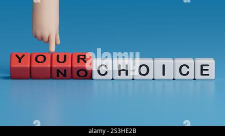 Main tourne les dés et change l'expression pas de choix à votre choix. Main d'homme d'affaires. Concept commercial. Copier l'espace. Banque D'Images