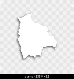 Bolivie représentation vectorielle détaillée élevée de la silhouette du pays. Couleur blanche sur fond transparent avec ombre portée. Pour un usage éducatif, décoratif ou informatif. Illustration de Vecteur