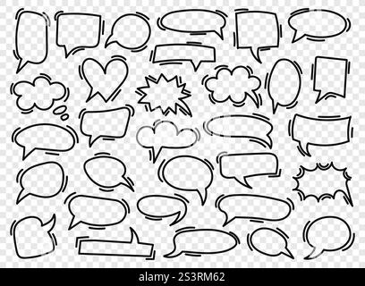 Doodle chat icône dans le style dessiné à la main. Illustration vectorielle de bulles de dessin animé sur fond isolé. Concept commercial de signe de cadre de discussion. Illustration de Vecteur