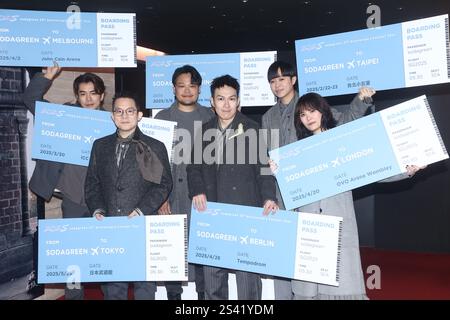 TAIPEI, CHINE - 10 NOVEMBRE 2025 - le groupe taïwanais Sodagreen assiste à une conférence de presse le 10 janvier 2025 au Taipei chinois. Banque D'Images