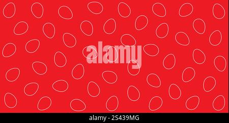 Modèle sans couture de contours blancs d'oeufs de Pâques sur fond rouge vif Illustration de Vecteur
