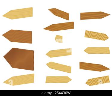 Jeu de flèches en bois vierge de vecteur pour votre texte Illustration de Vecteur