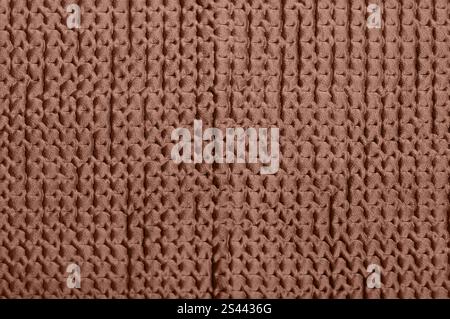 Texture de tissu tricoté en teinte moka-mousse, motif de surface détaillé. Banque D'Images