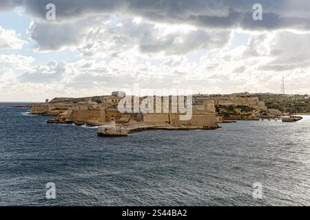 Vue de la Valette depuis le front de mer à Malte Banque D'Images