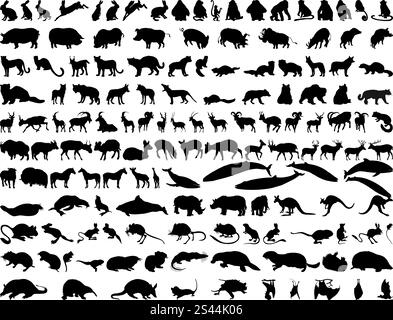 Grande collection de différents animaux vector illustration Illustration de Vecteur