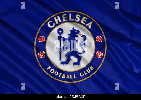 Pringsewu, lampung 11 janvier 2025 ; gros plan du club de football de Chelsea, l'un des clubs de football anglais Banque D'Images