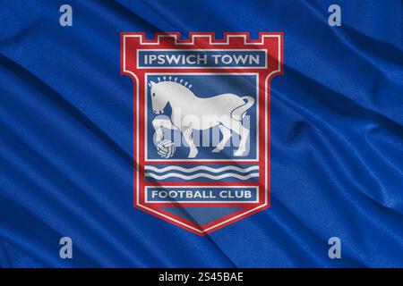 Pringsewu, lampung 11 janvier 2025 ; gros plan sur le club de football d'Ipswich Town, l'un des clubs de football anglais Banque D'Images