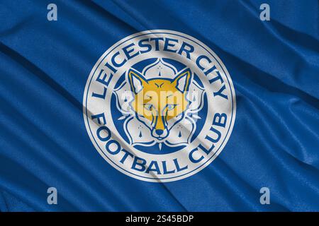 Pringsewu, lampung 11 janvier 2025 ; gros plan du club de football de Leicester City, l'un des clubs de football anglais Banque D'Images