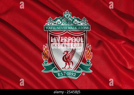 Pringsewu, lampung 11 janvier 2025 ; gros plan du club de football de Liverpool, l'un des clubs de football anglais Banque D'Images