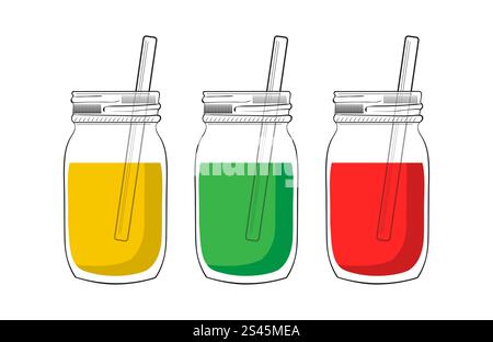 Illustration de pots de smoothie d'arbre isolés sur fond blanc Illustration de Vecteur