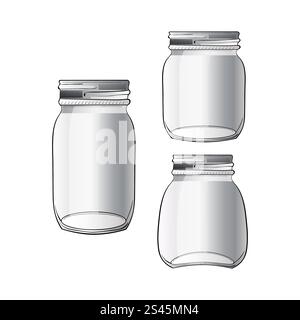 Collection d'arbres différents bocaux doodle isolés sur fond blanc Illustration de Vecteur